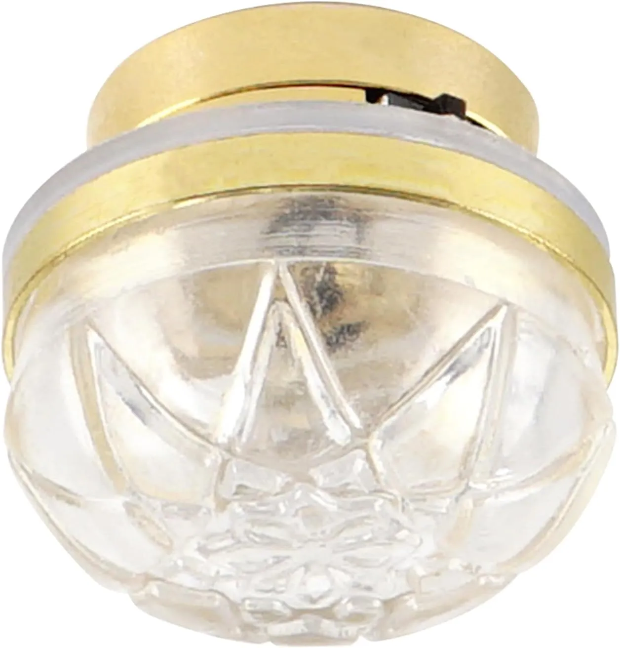 Waldosia 1:12 Scale Dollhouse Miniature LED Clear Etched Ceiling Lamp (Gold)