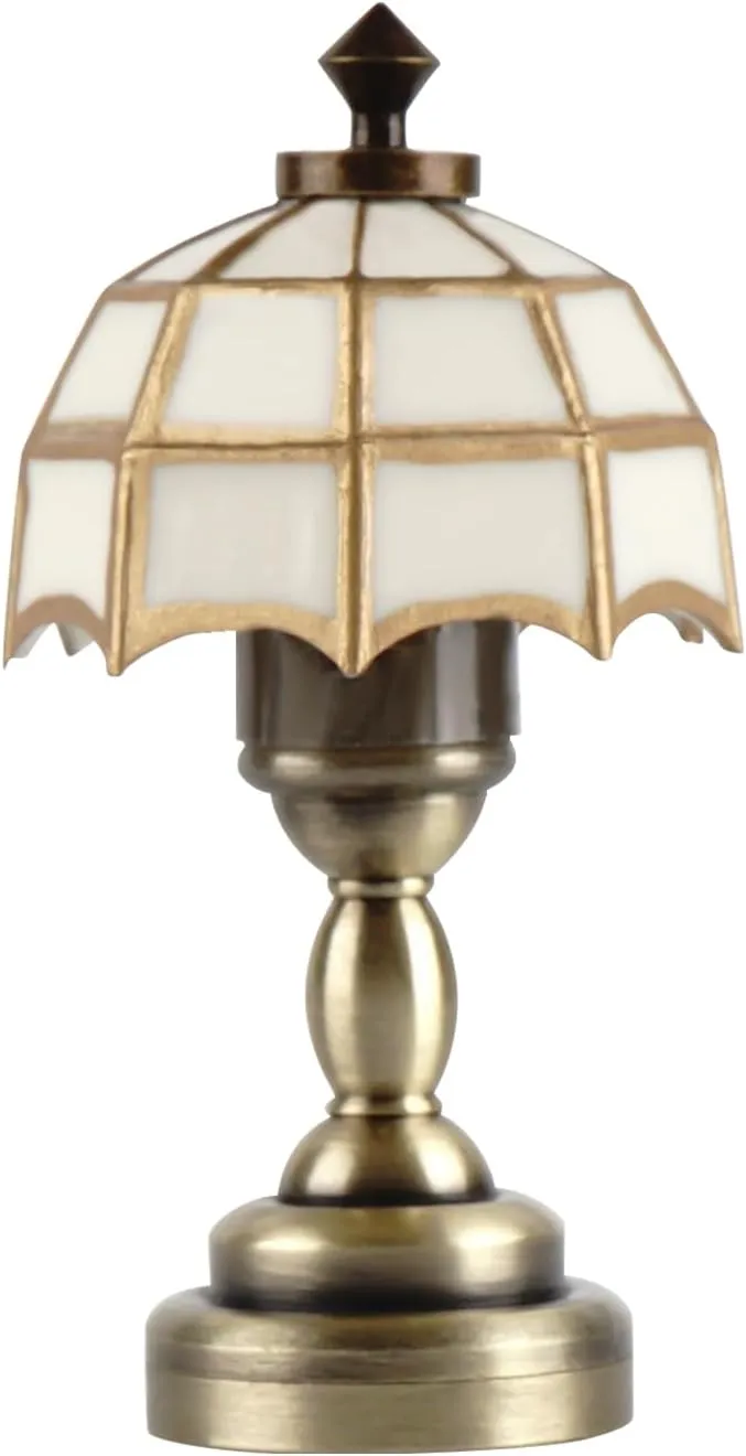 Waldosia 1:12 Scale Dollhouse Miniature LED Table Lamp w/Classic Shade