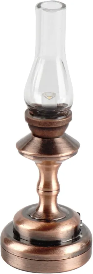 Waldosia 1:12 Scale Miniature LED Hurricane Lamp – Battery Operated Dollhouse Light for Vintage Mini Rooms, Booknook or Dioramas