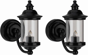 Waldosia 1:12 Scale Miniature Outdoor LED Lamp Set – Black Flickering Lights with Plastic Shade for Dollhouse, Diorama, Roombox and Book Nook