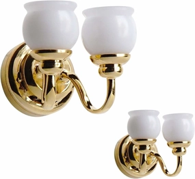 Waldosia 2PCS 1:12 Scale Dollhouse Miniature Gold Led Double-Head Wall Lamp Sconces