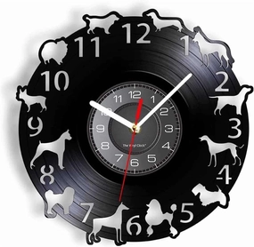 Wall Clock Wall Clocks Silent Non- 12 in Different Dog Breeds Retro Silent Quartz Non Ticking Battery Operated Watch Wall Art Bedroom Living Room Office Decor for Doggy Pet Lovers
