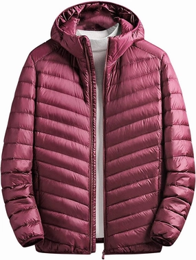 Warm Water Resistant Puffy Hooded Casual Loose Stand Up Collar Jacket with Removable Hood Packable Puffer Jacket