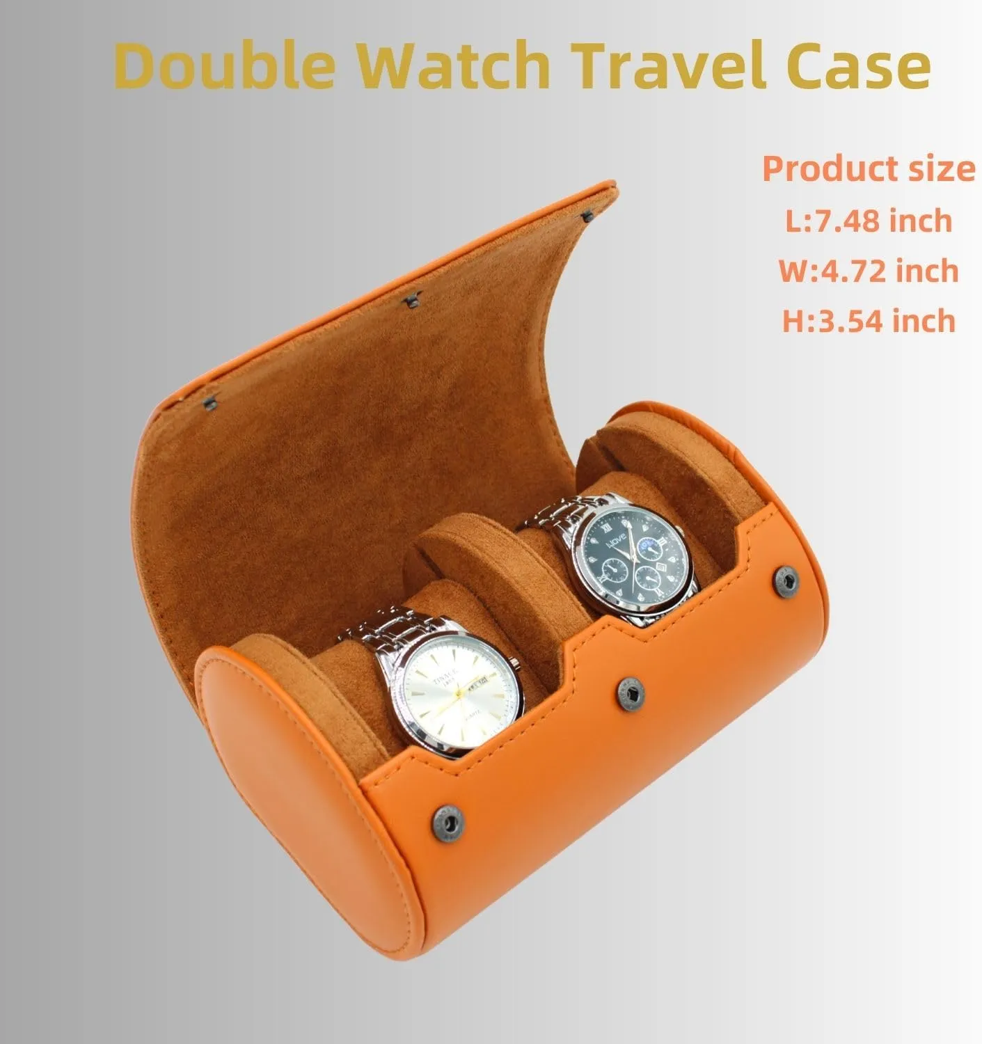 Watch Travel Case Portable Organizer - Luxury Watch Roll Travel Box Recycled Leather Watch Storage and Display for Men and Women (WCASE-2-BROWN)
