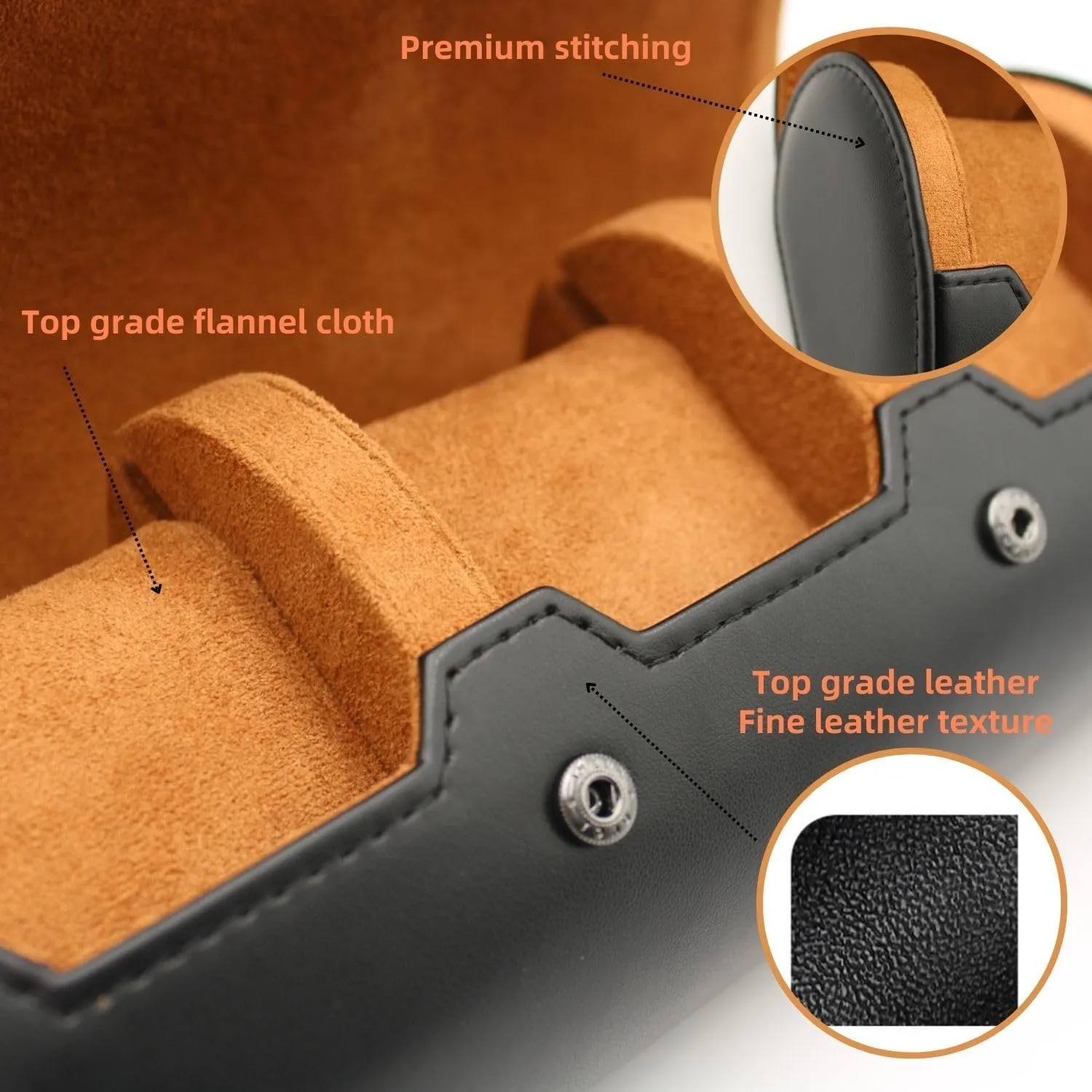 Watch Travel Case Portable Organizer - Luxury Watch Roll Travel Box Recycled Leather Watch Storage and Display for Men and Women (WCASE-3-BLACK)