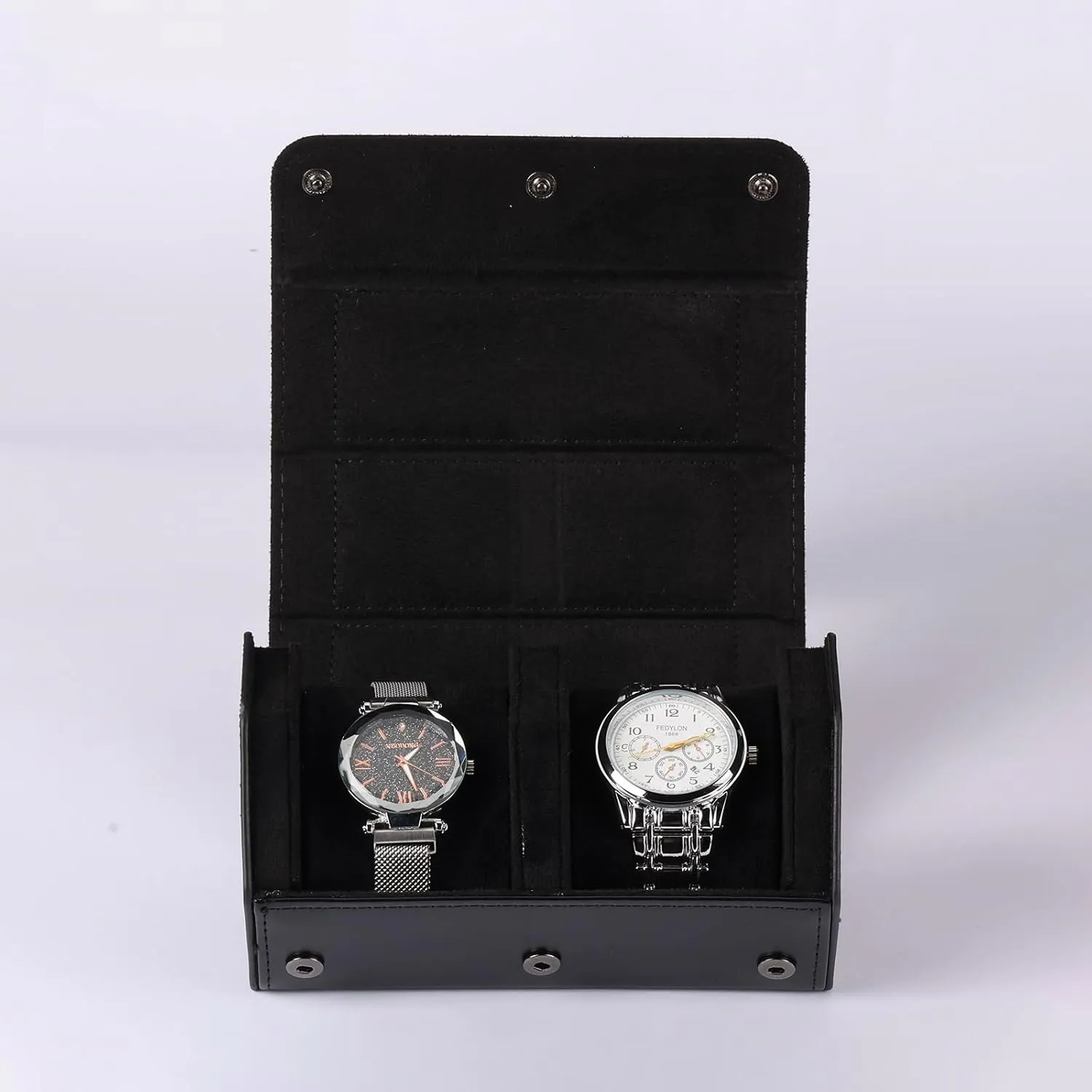 Watch Travel Case Portable Organizer - Luxury Watch Roll Travel Box Recycled Leather Watch Storage and Display for Men and Women