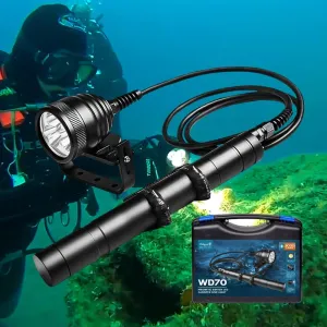 WD70 Canister Dive Light - 3000 Lumens Ultra-Bright Technical Diving Flashlight Kit with Adjustable Goodman Handle, 5 Light Modes for Underwater Cave, Wreck, and Deep Sea Diving