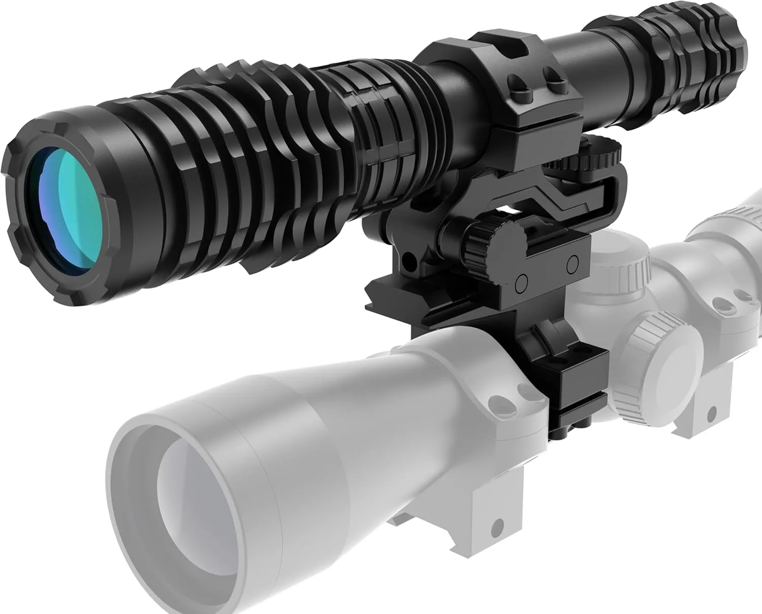 Weapon Light 1000 LM 30mm Tactical HD White Led Illuminator USB Rechargeable Rifle Flashlight Adjustable Focus Beam with Picatinny Mount for Shooting Hunting