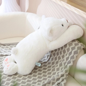 Weighted Plush Throw Pillow, 23.6" White Bear, Super Cute Kawaii Plushie Polar Bear Hugging Toys Gifts for Boys Girls Adults, 60cm