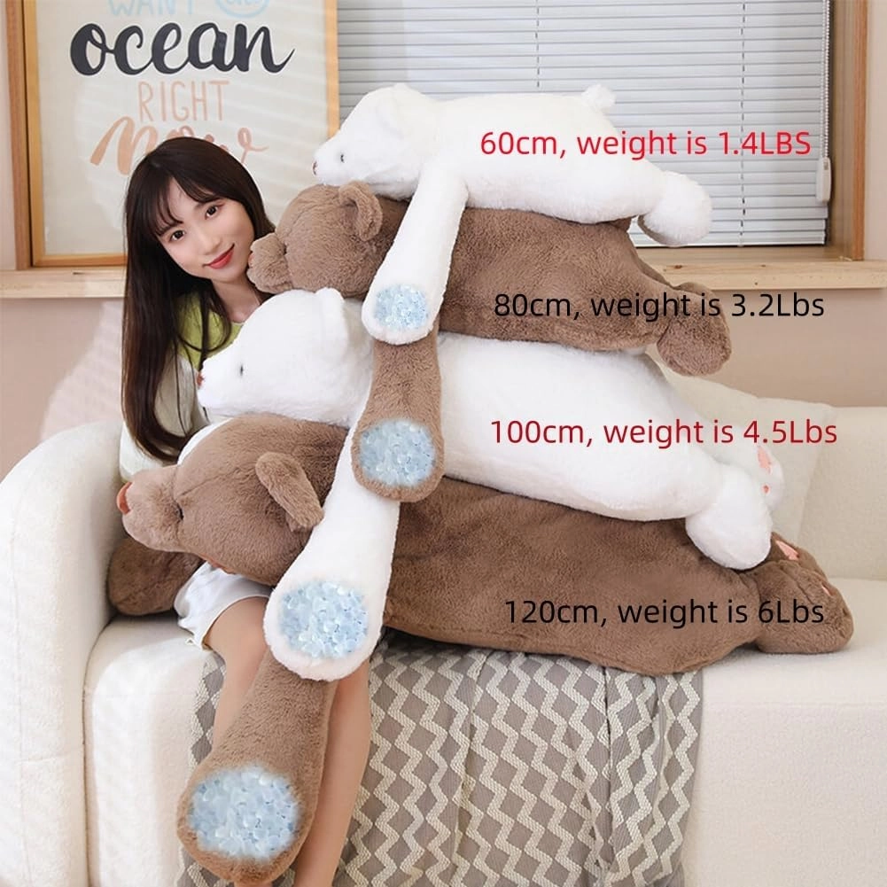 Weighted Plush Throw Pillow, 23.6" White Bear, Super Cute Kawaii Plushie Polar Bear Hugging Toys Gifts for Boys Girls Adults, 60cm