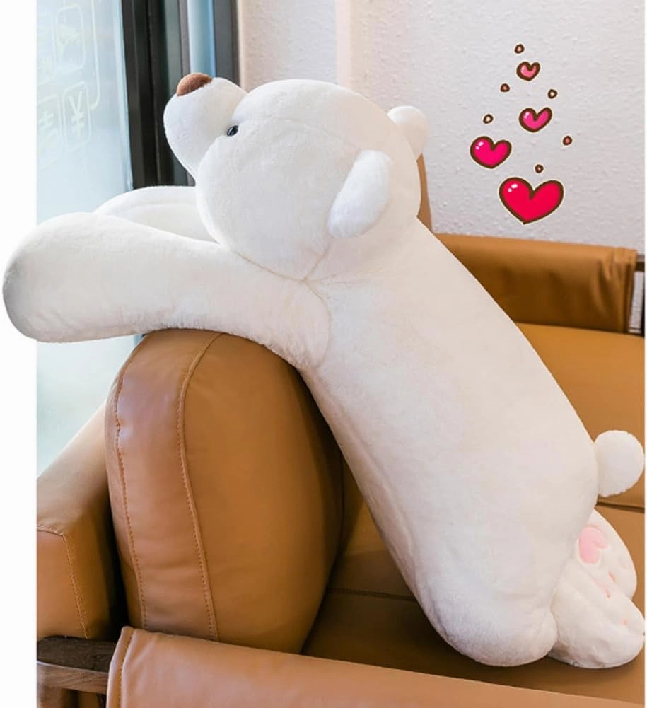 Weighted Plush Throw Pillow, 23.6" White Bear, Super Cute Kawaii Plushie Polar Bear Hugging Toys Gifts for Boys Girls Adults, 60cm