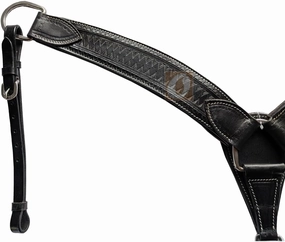 Western Breast Collar Roping Horse Barrel Racing Trail BREASTCOLLAR Tooled Leather Ranch Roping Working Breastplate | Horse Size (Black Spikes)