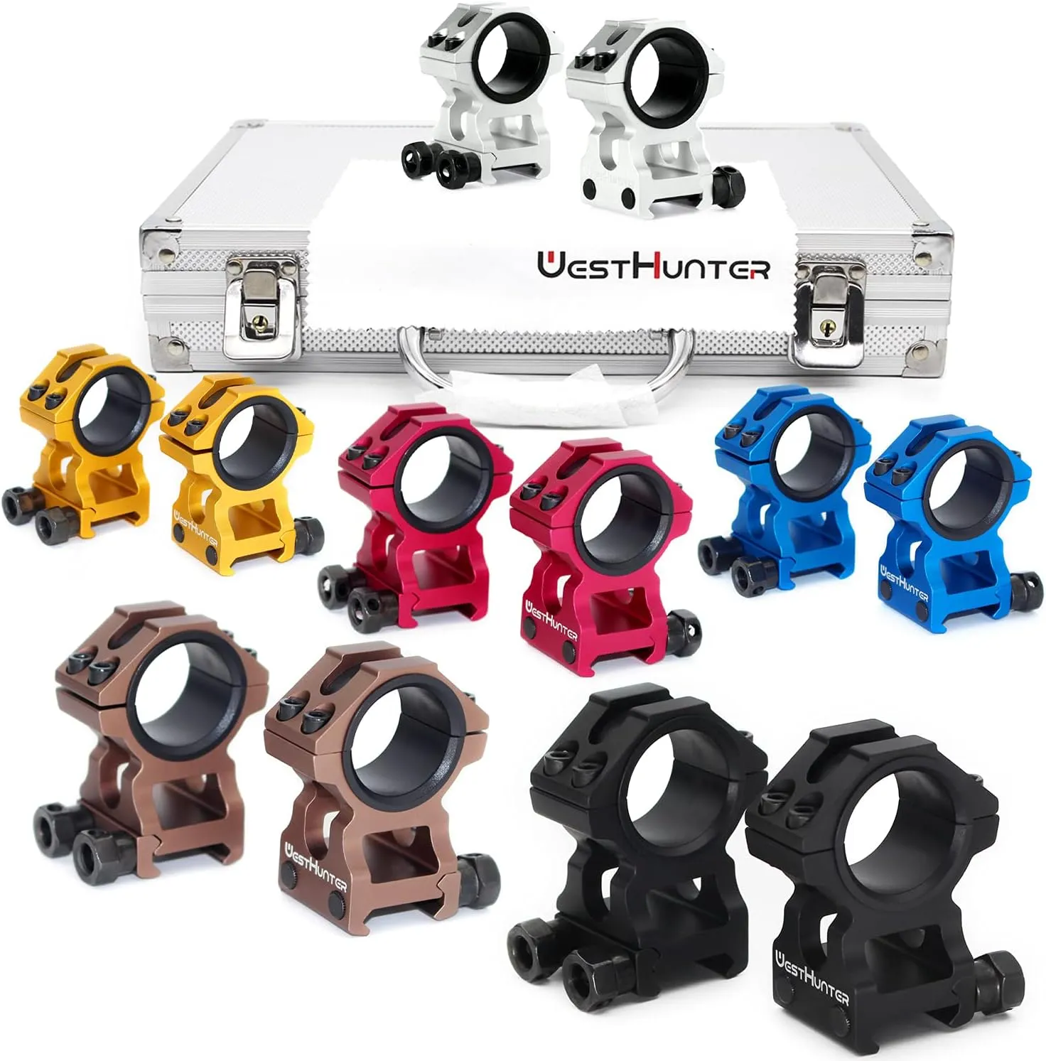 WestHunter Industrial Grade Precision Rifle Scope Rings, 1 Inch 30 mm Tactical 6061 T6 Picatinny Scope Mount | 36 mm / 29 mm Center Height