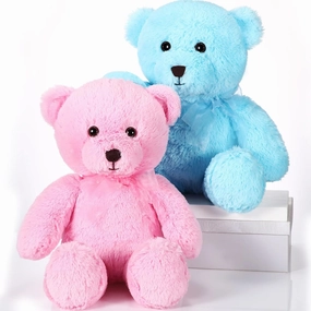 Wettarn 2 Pack Plush Bear Stuffed Animal 18 Inch Cuddly Stuffed Bears Plush with Bow for Kids Birthday Children's Day Baby Shower Party Favor Decors(Pink, Blue)
