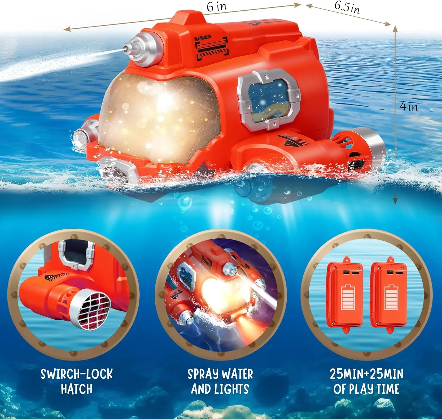 WHIMSYLAND Remote Control Boat, 2.4GHZ Mini RC Boat with Spray Water Pump and Led Lights Lakes & Swimming Pool Toys (red)