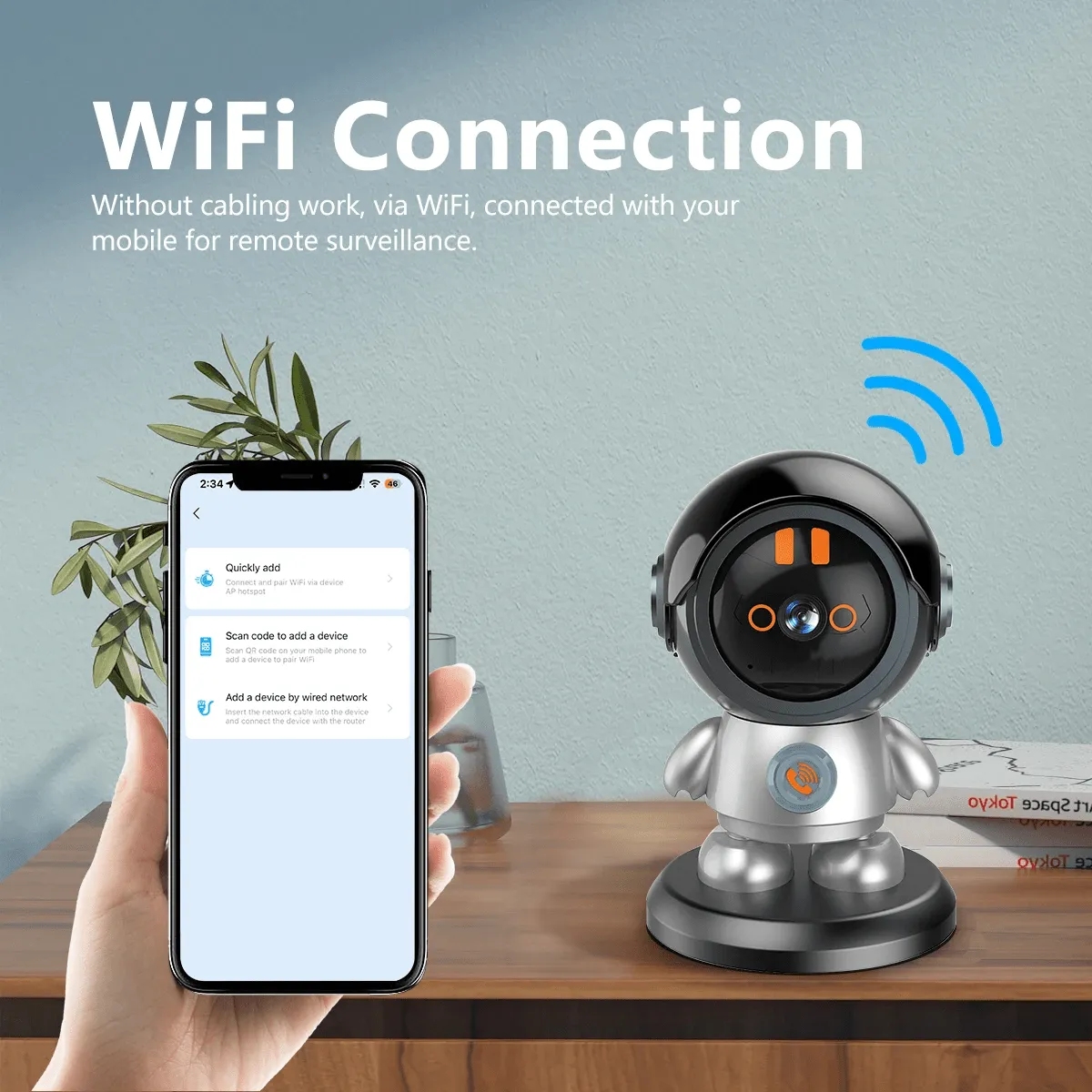 WiFi Robot Camera, 1296P HD, Auto Tracking, Night Vision