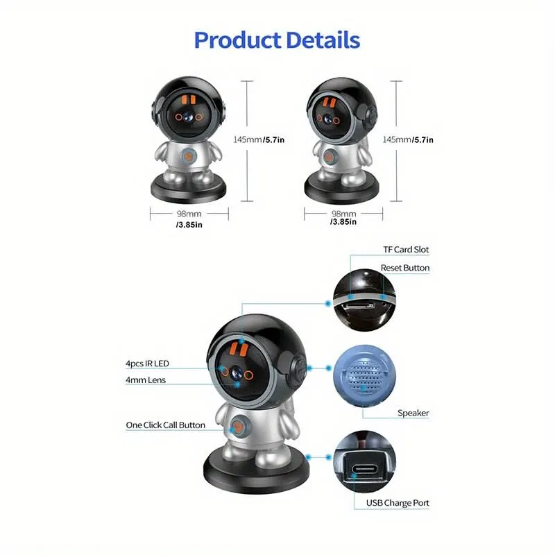 WiFi Robot Camera, 1296P HD, Auto Tracking, Night Vision
