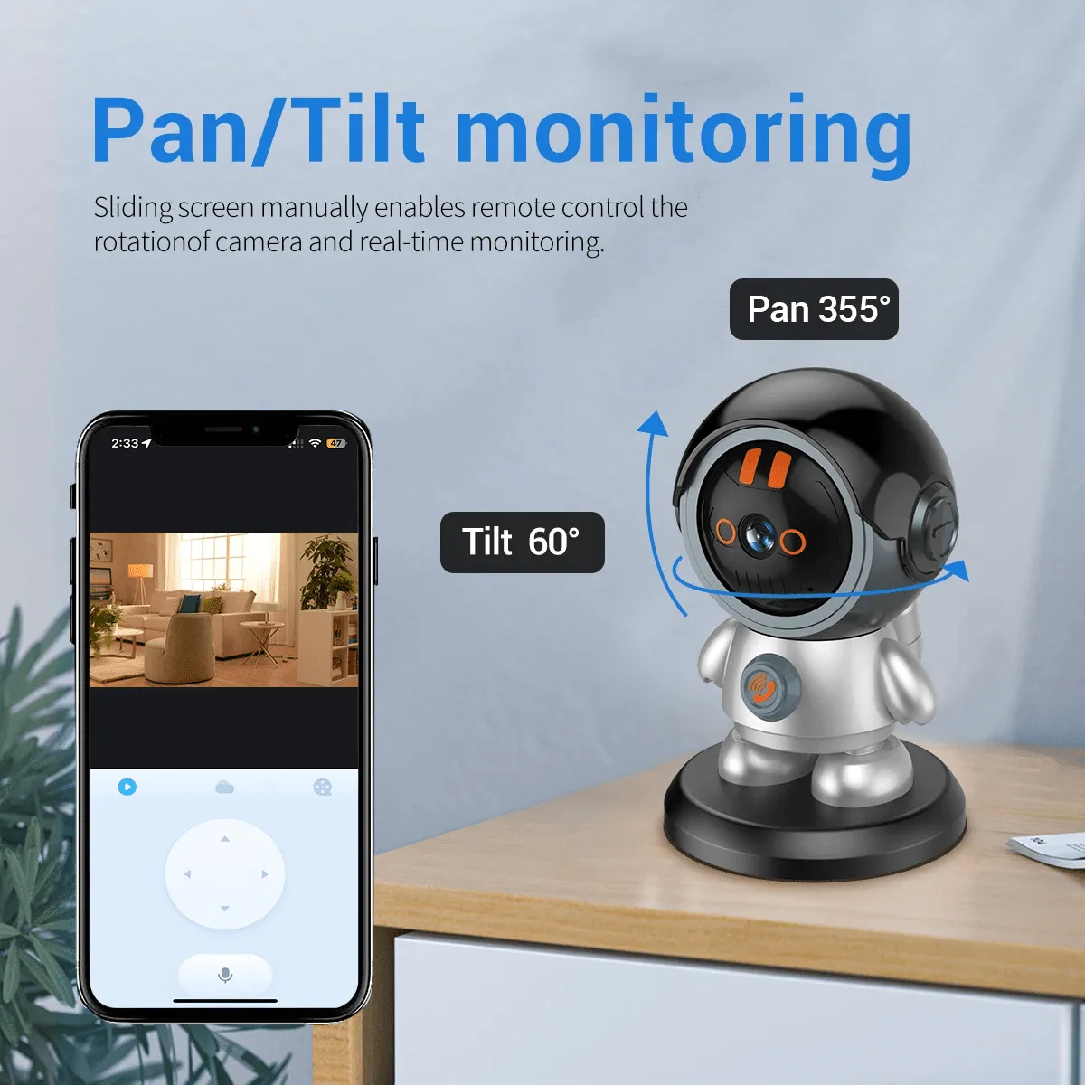 WiFi Robot Camera, 1296P HD, Auto Tracking, Night Vision