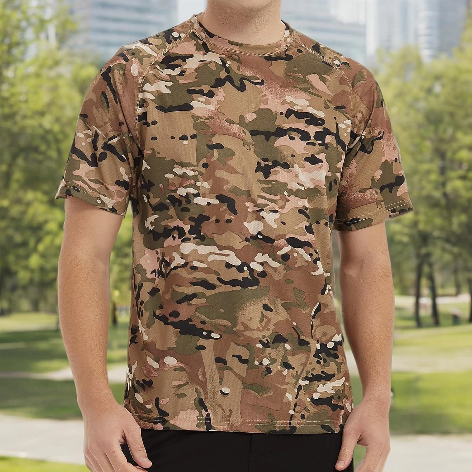 Wisdom Leaves Men Camo T-Shirt,Lightweight Performance Tee