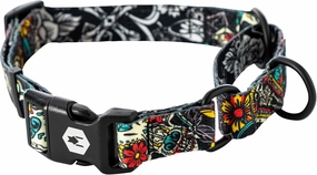 Wolfgang Heavy Duty Martingale Dog Collar with Quick Release Nylon Buckle for Walking & Training, LosMuertos Print, Extra Large