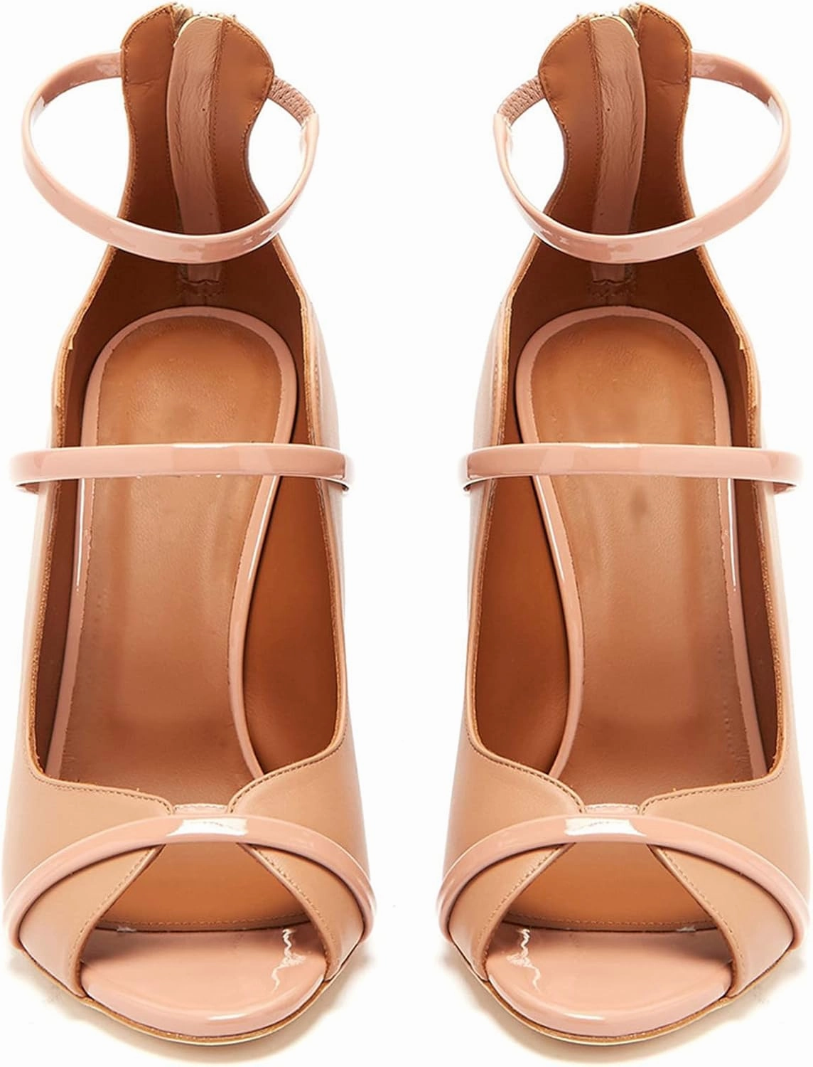 Women's High Heel Open Toe Nude Color One Word Buckle Tiletto Heels Fish Mouth Banquet Wedding Single Shoe Back Zipper Artificial PU Solid Color High Heel