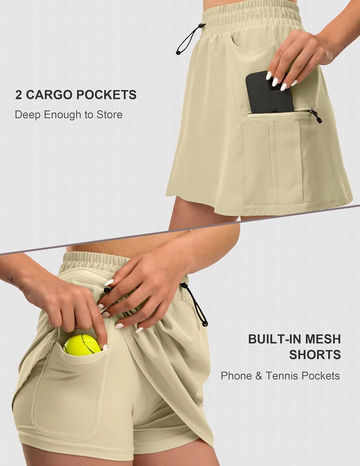 Women's Hiking Cargo Skort Golf Skirt with 5 Pockets Tennis Dressy Casual 16" Skorts for Summer Travel Outdoor 2025