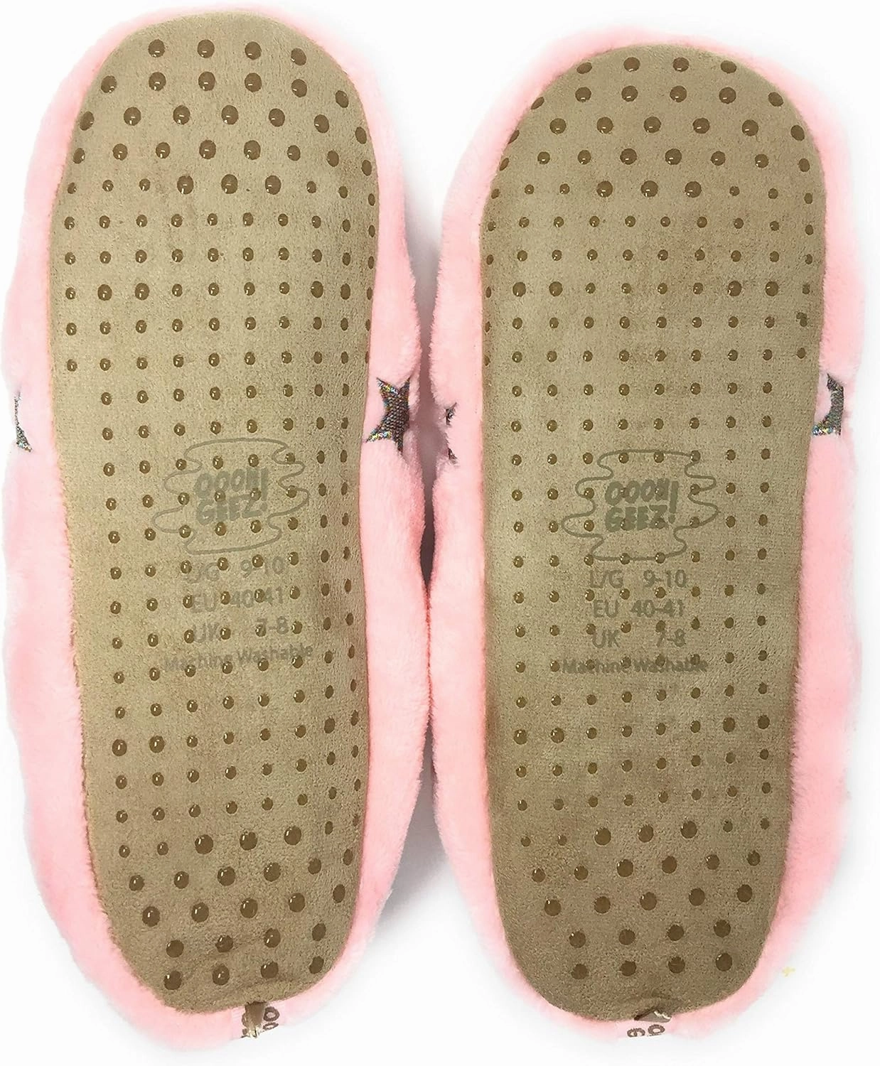 Women’s The Starz Plush Slippers, Cute Fuzzy Sherpa Slippers, Glitter and Stars House Indoor Shoes