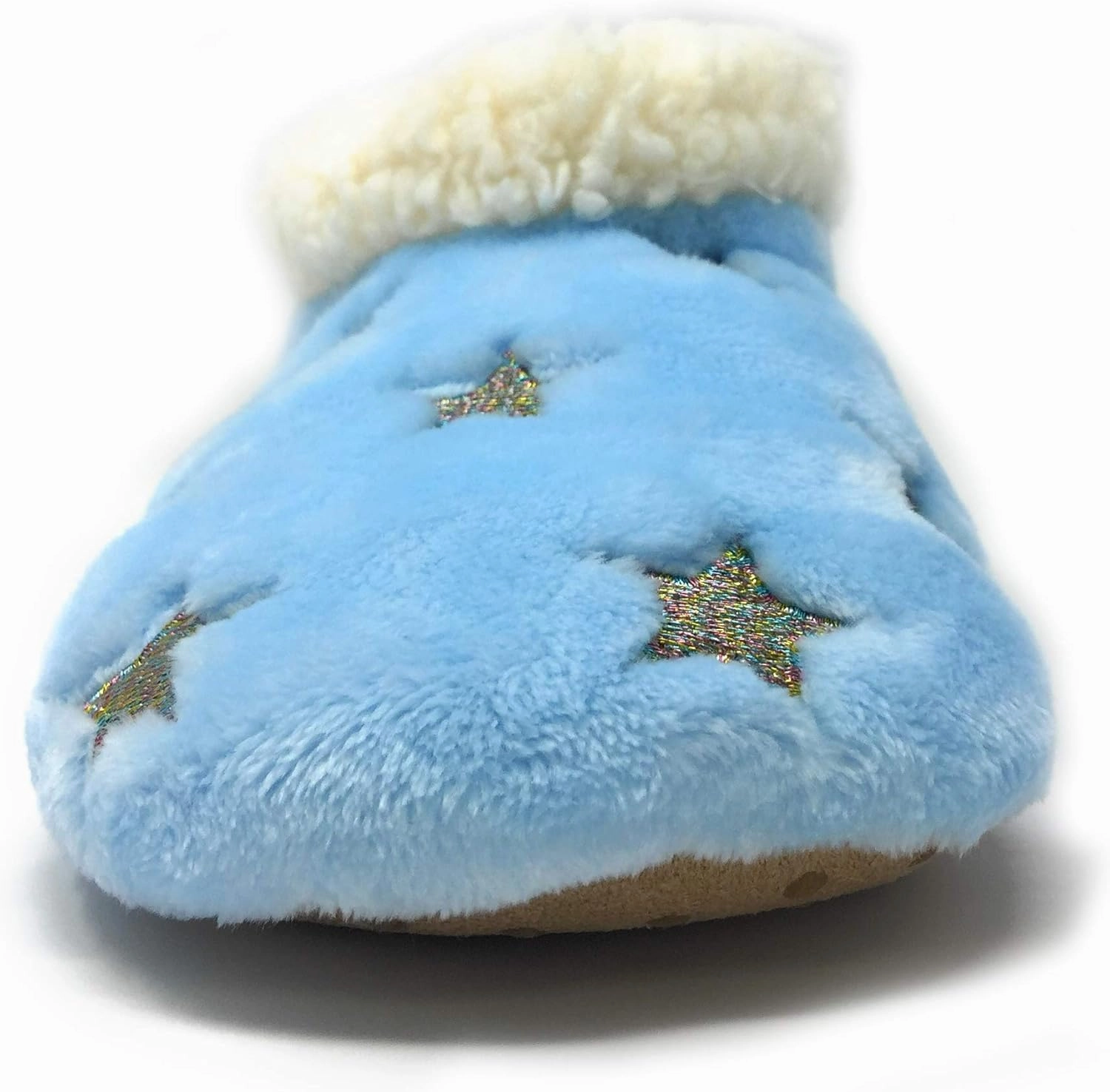 Women’s The Starz Plush Slippers, Cute Fuzzy Sherpa Slippers, Glitter and Stars House Indoor Shoes