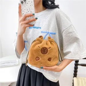 Women's Unique Plush Doll Heart Portable Crossbody Bags