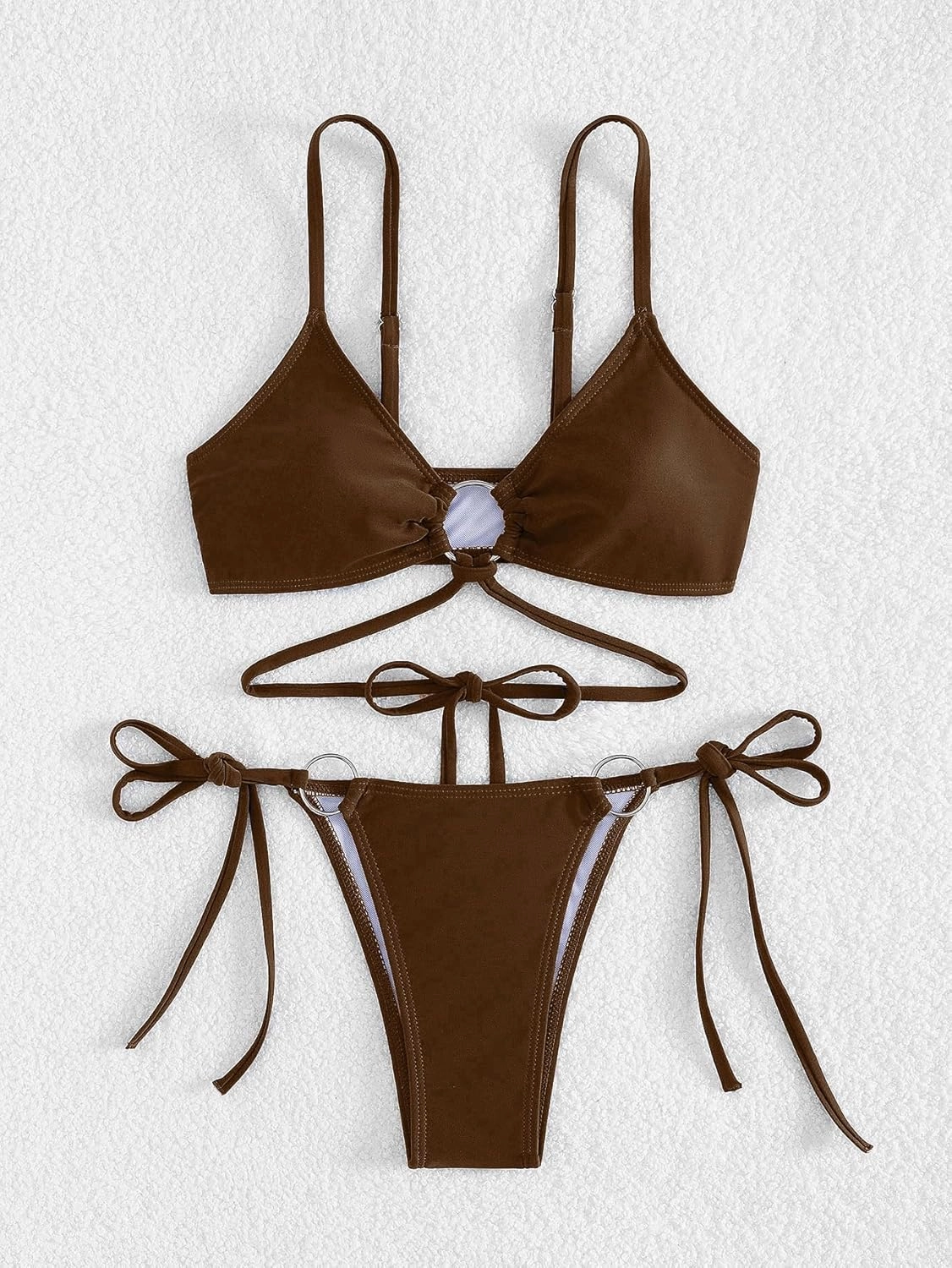 Womens Bikini Set Thong Halter String Bikini Cheeky Two Piece Swimsuit Adjustable Sexy Bathing Suit with Ring