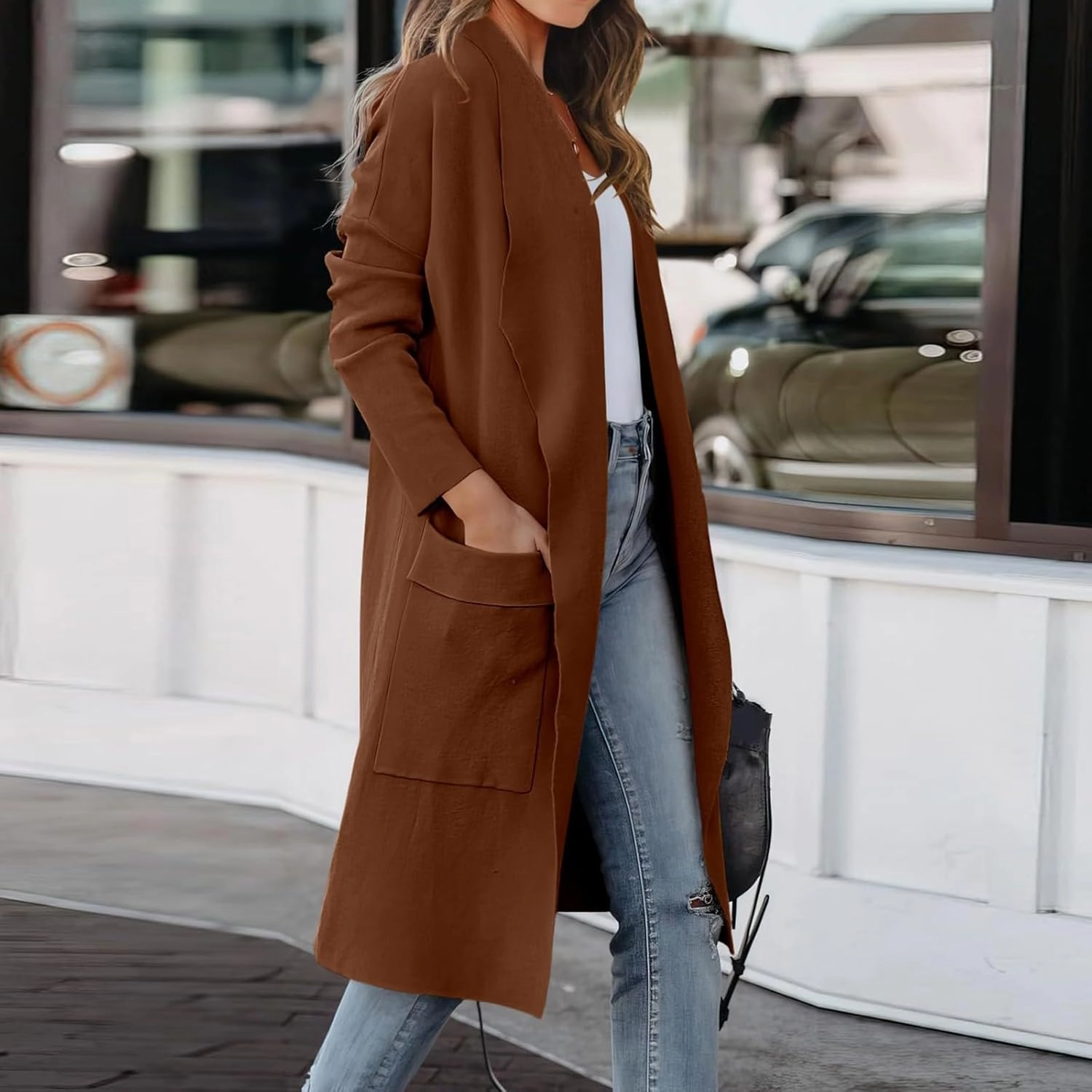 Womens Winter Coats Long Suit Collar Printed Pocket Jacket Rain & Anoraks Long Coats for Women The Drop Trench