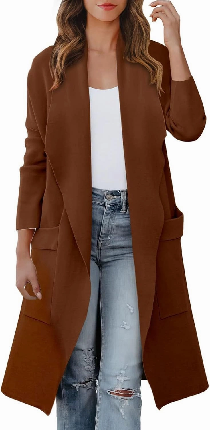 Womens Winter Coats Long Suit Collar Printed Pocket Jacket Rain & Anoraks Long Coats for Women The Drop Trench