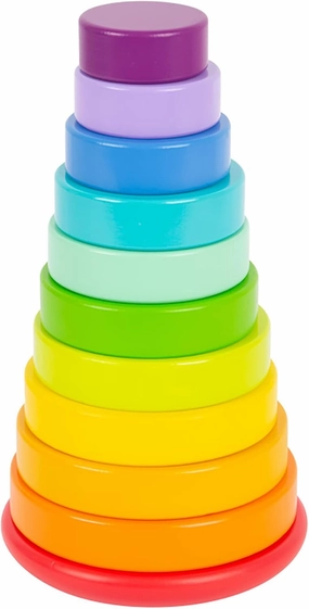 Wooden Large Rainbow Stacking Tower by Small Foot – Babies Learn Hand-Eye Coordination, Patterns and Colors While Developing Fine Motor Skills – Classic Educational Game for Toddlers – Ages 18  months