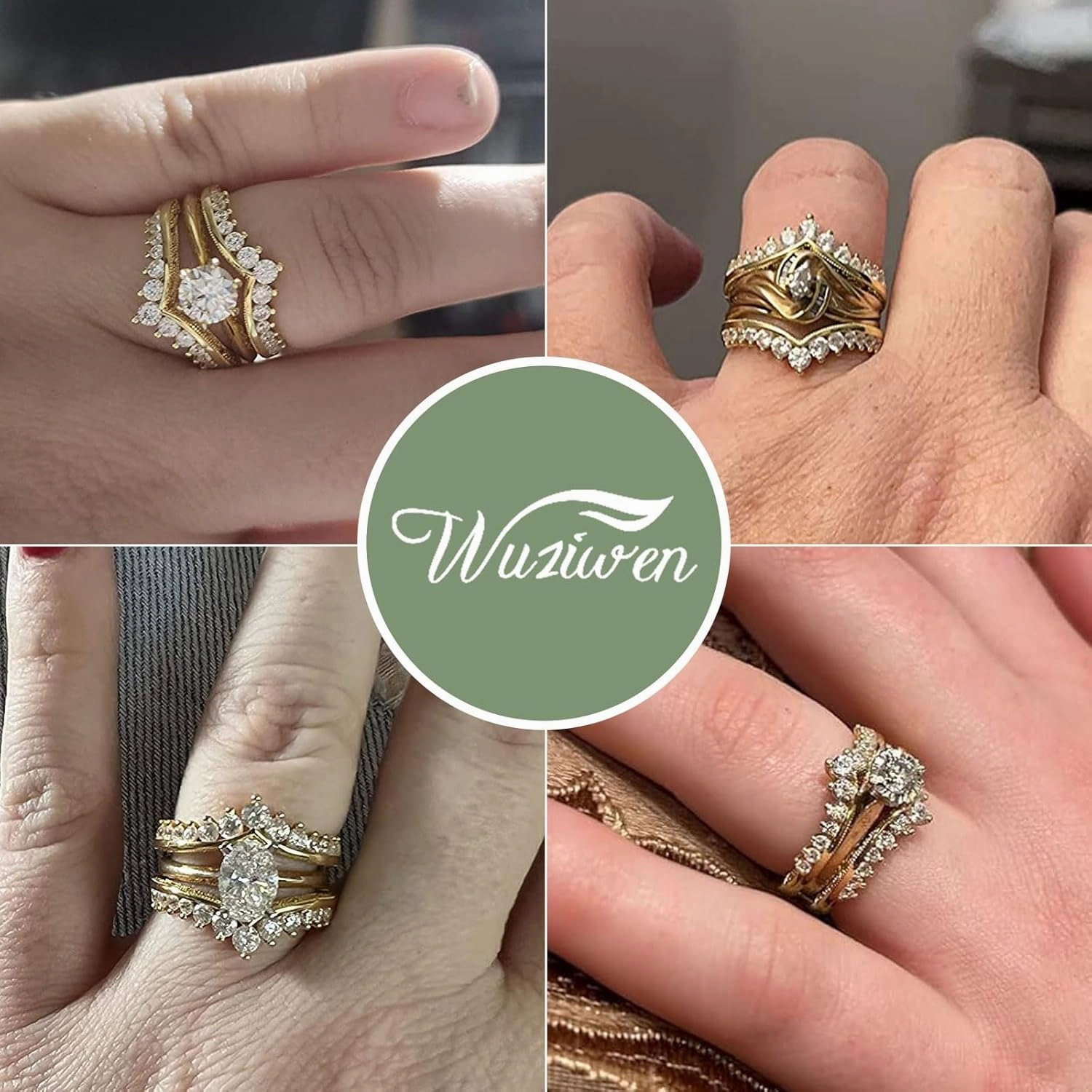 Wuziwen Wedding Guard Ring Enhancers for Engagement Rings Womens CZ 925 Sterling Silver Size 5-12