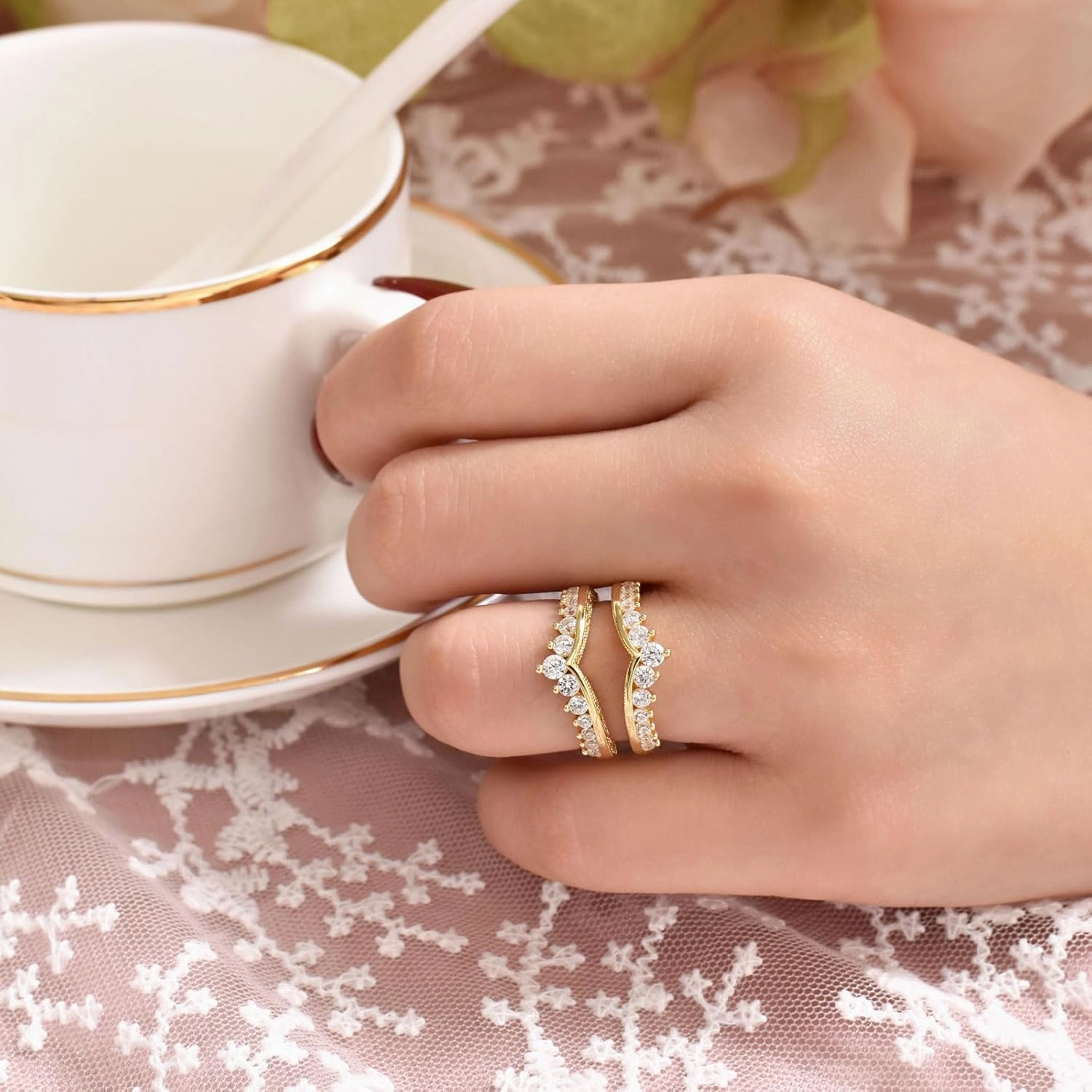 Wuziwen Wedding Guard Ring Enhancers for Engagement Rings Womens CZ 925 Sterling Silver Size 5-12