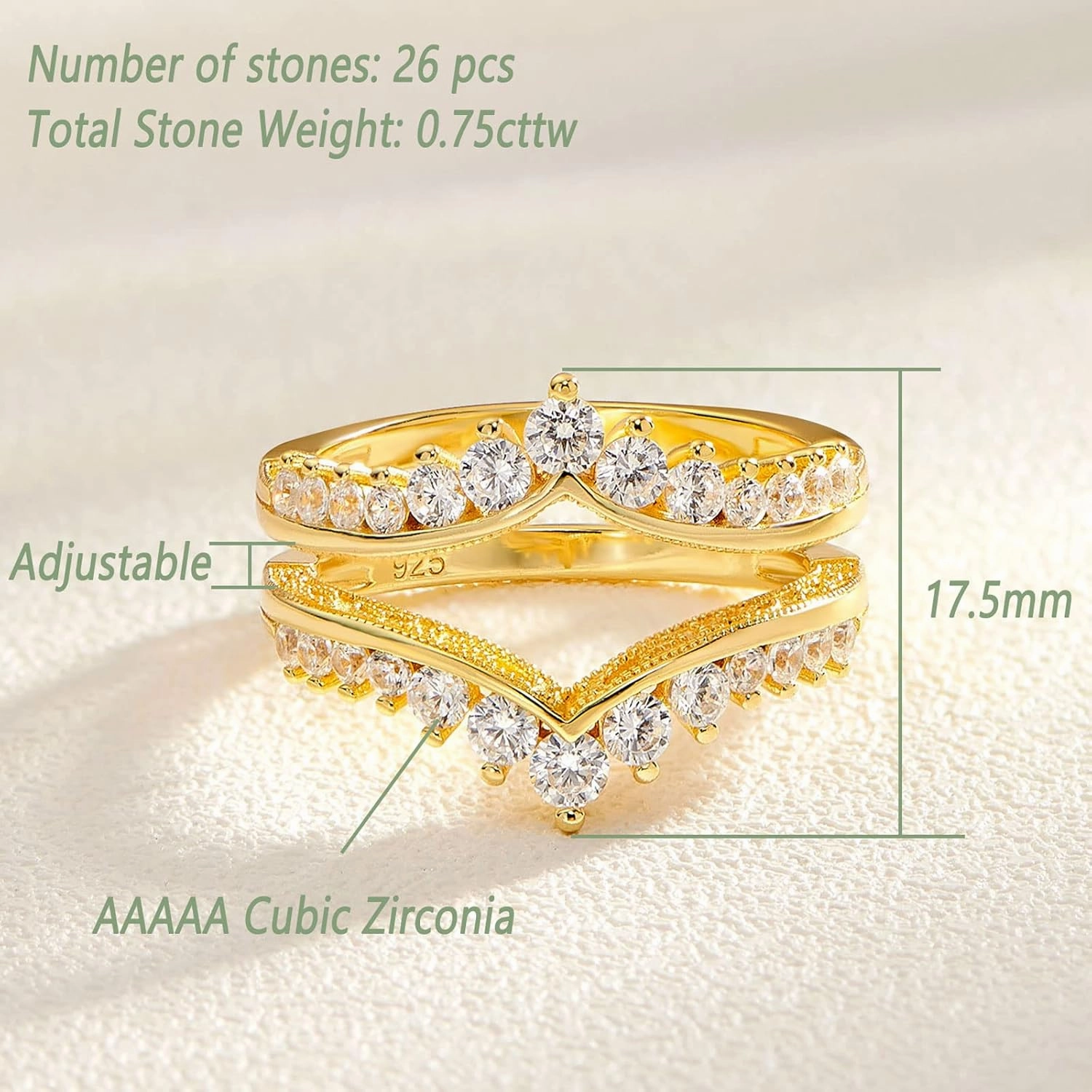 Wuziwen Wedding Guard Ring Enhancers for Engagement Rings Womens CZ 925 Sterling Silver Size 5-12