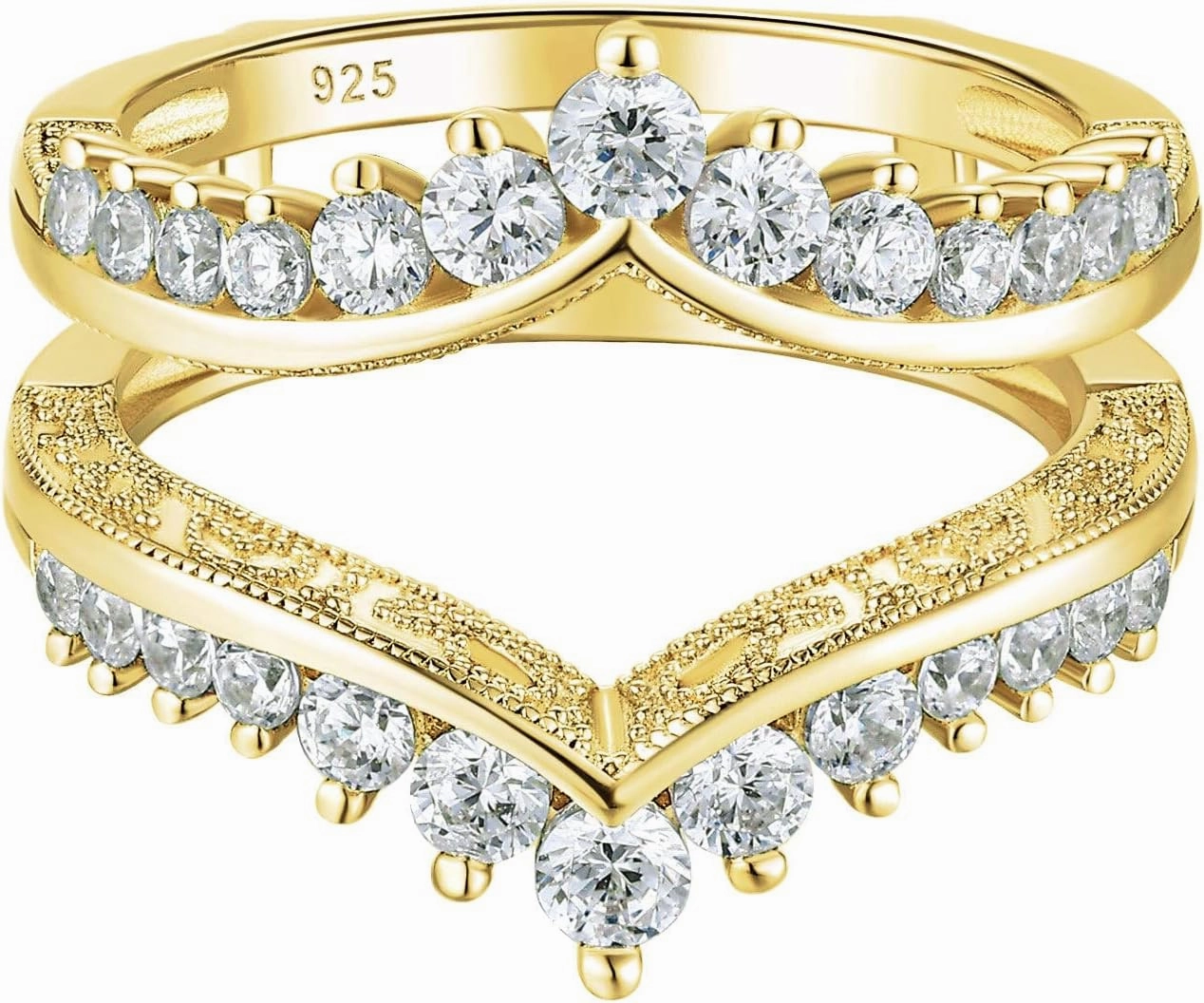 Wuziwen Wedding Guard Ring Enhancers for Engagement Rings Womens CZ 925 Sterling Silver Size 5-12