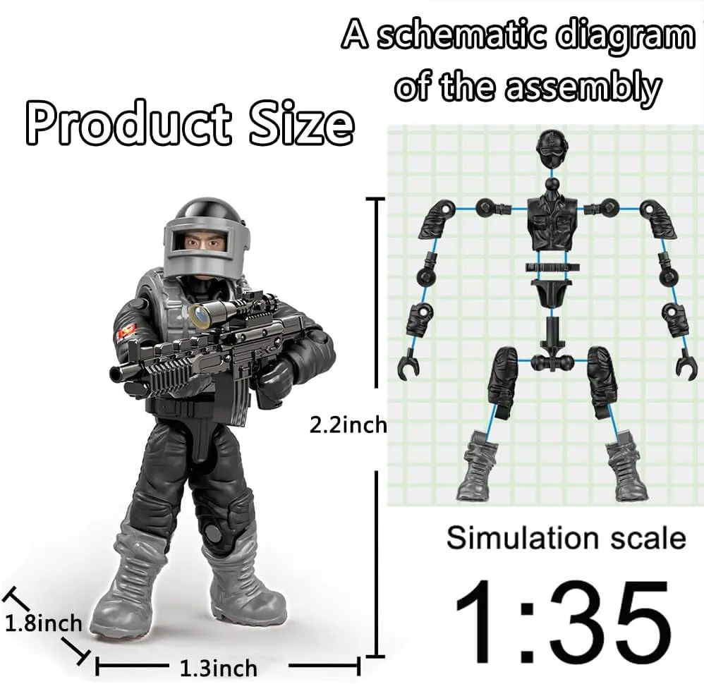 WW2 Building Block Army Military Toy 6 Military Figures Armor Toy Military Base Command Operations Building Brick Toy Battle Sets for Kids Army Soldier Battle Scene Block, C51003W