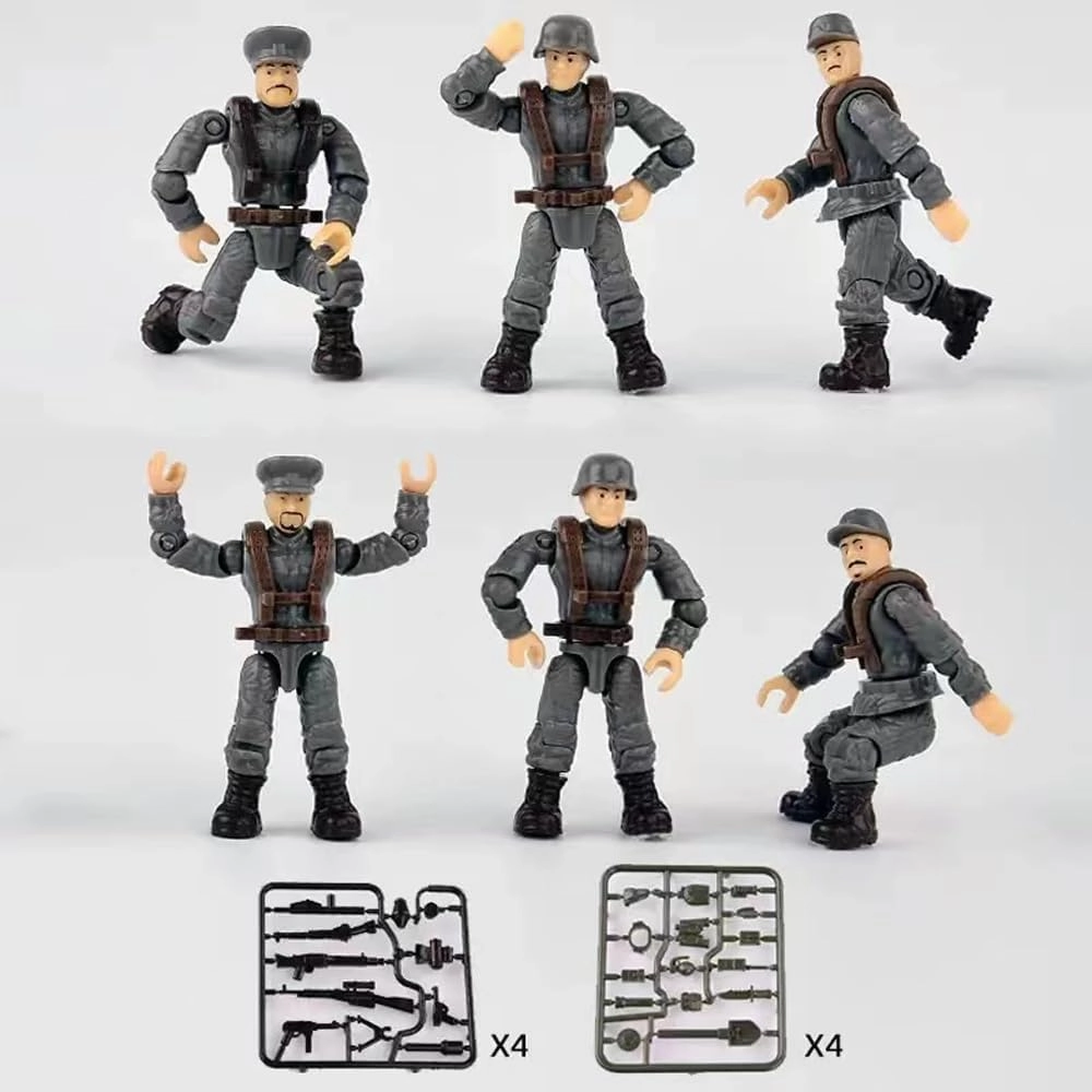 WW2 Building Block Army Military Toy 24 Military Figures Armored Toy Containers with Action Figures Building Brick Toy Battle Sets for Kids, Green Container 24 Soldiers, C51004W