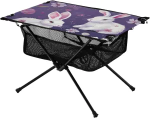 xigua Easter Bunny Folding Camping Table,Portable Camp Table with Carry Bag Beach Table Folding Table for Picnic, Camp,Party,Travel151