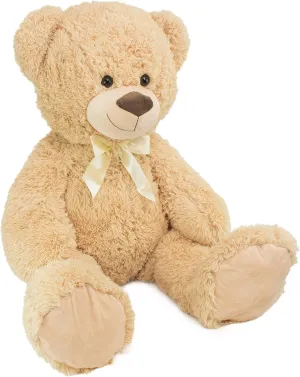 XXL Teddy Bear 40 Inches - Soft Toy - Plush Cuddly Toy with Ribbon - Gift for Kids and Adults - Beige