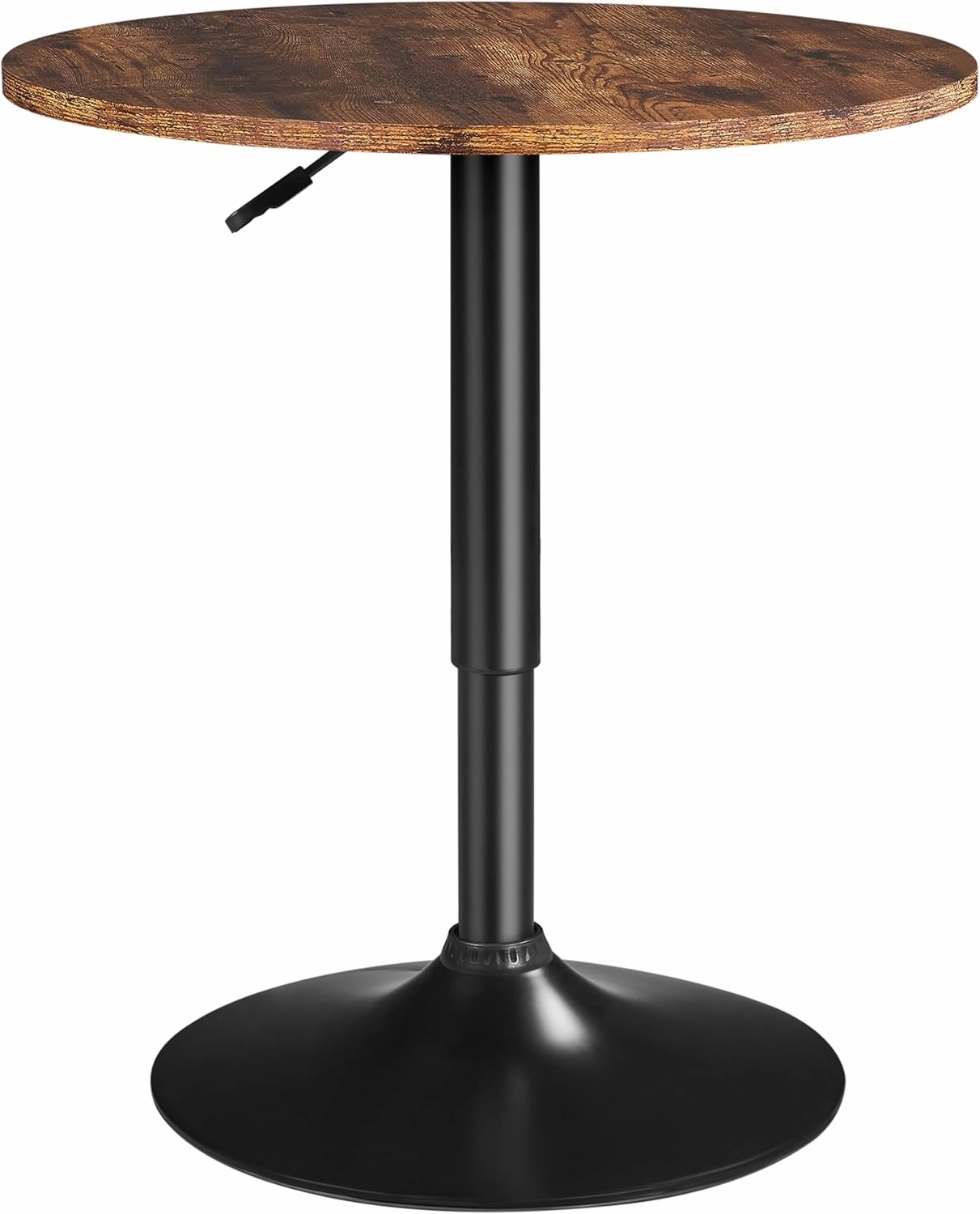 Yaheetech Round Pub Table Height Adjustable with 360 Swivel MDF Tabletop for Dining Bistro Cafe Home Bar, Rustic Brown