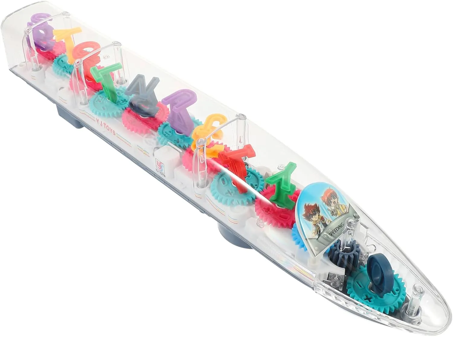 Yardwe Electric Toy Train with Transparent Body Educational Gear Toy for Boy Girl Fun Girls Safe Material Color Shape Cognition