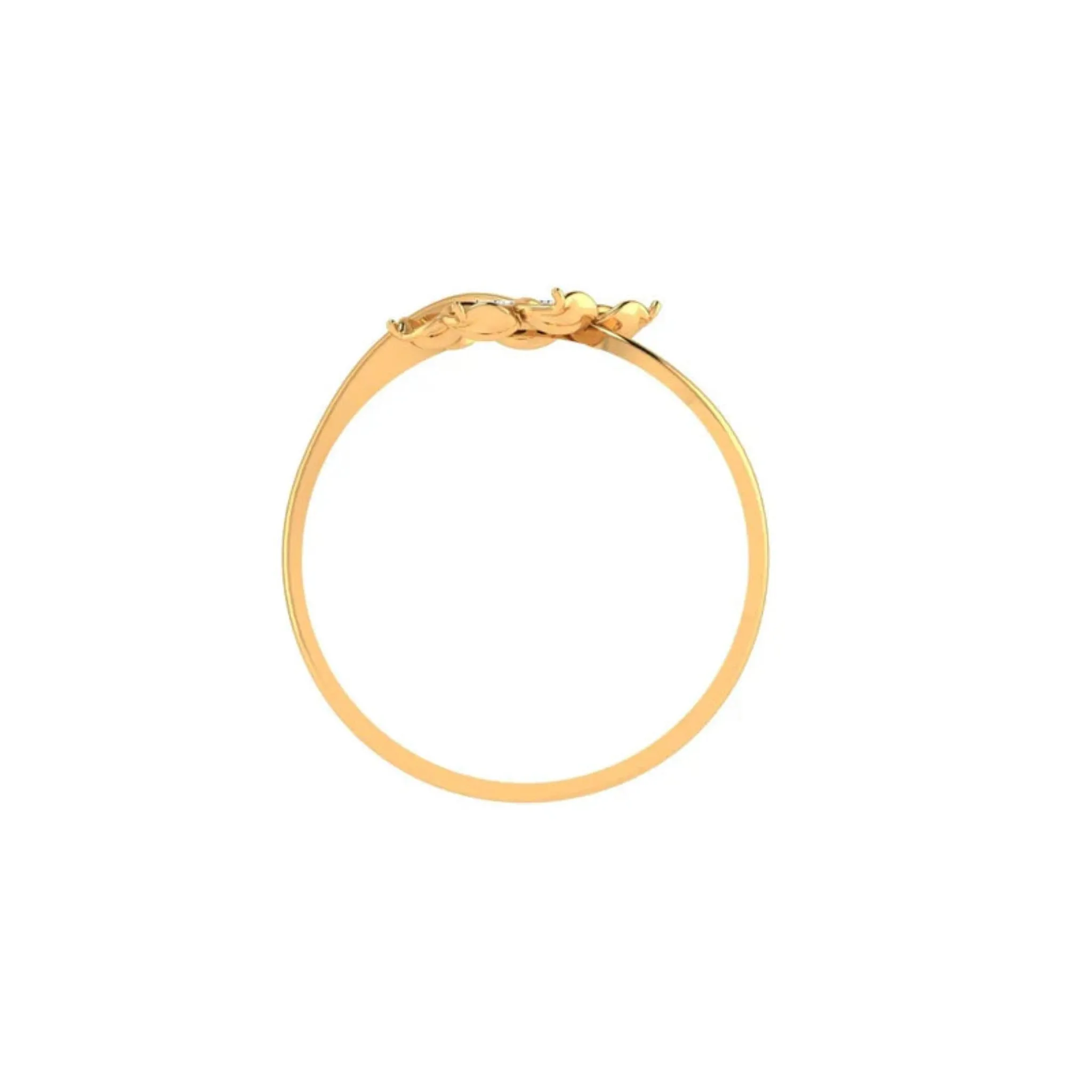 Yellow Gold Adjustable Silver Intertwined Floral Twisted Round Cut Ring For Woman