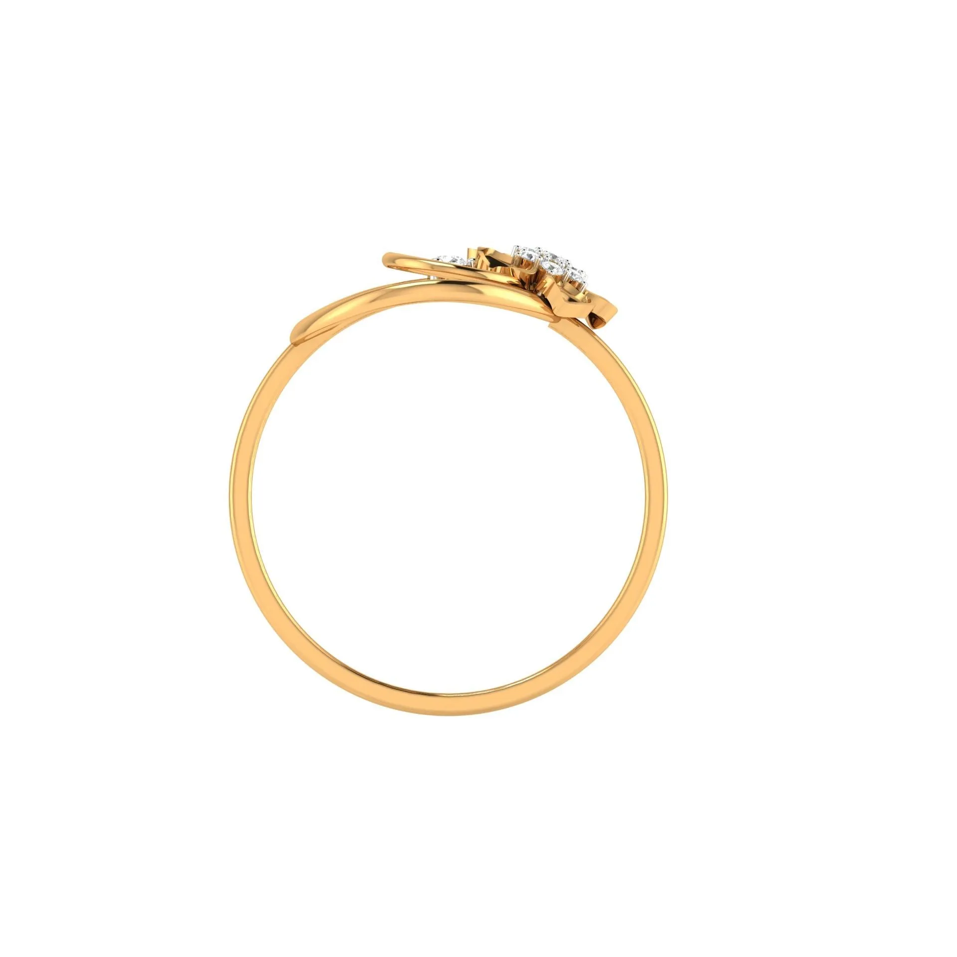 Yellow Gold Adjustable Silver Stylish Double Swirling Floral Zirconia Stones Ring For Woman
