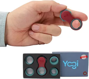 Yogi Fidget Toy - Patented Fidget Spinner, Quiet Fidget Toys Adults and Kids Love. Best Stress Relief Sensory Tool for Anxiety, ADHD, and Autism. Includes Five Finger Fit Rings- Lava