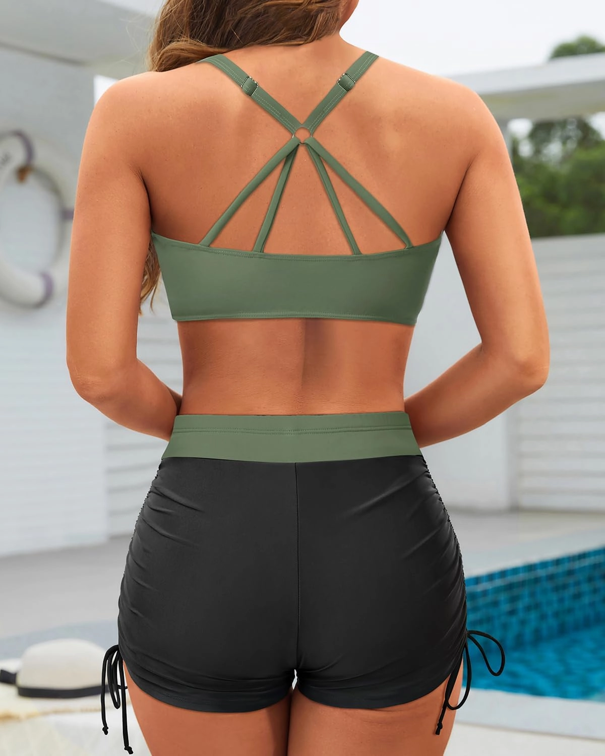 Yonique 3 Piece Tankini Swimsuits for Women Swim Tank Top Bathing Suits with Boy Shorts and Bra Athletic Swimwear