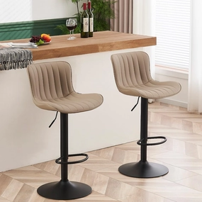 YOUNUOKE Counter Height Bar Stools Kitchen Island Barstools Set of 2 Adjustable Swivel Counter Stool Bar Height Island Chairs with Back, Khaki