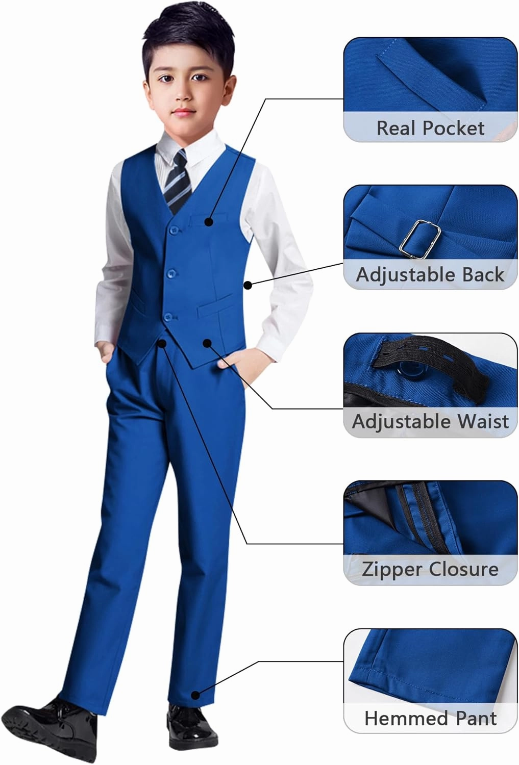 YuanLu Boys Suit for Kids Tuxedo Wedding Ring Bearer Outfit Boy Formal Suits 5 Piece Slim Fit Dresswear Suit Set