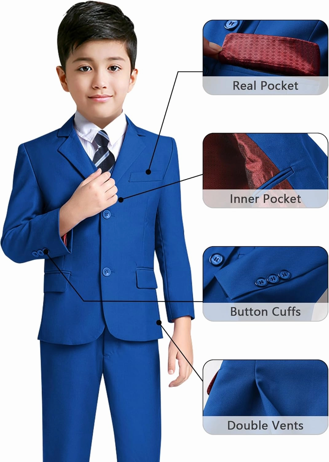 YuanLu Boys Suit for Kids Tuxedo Wedding Ring Bearer Outfit Boy Formal Suits 5 Piece Slim Fit Dresswear Suit Set
